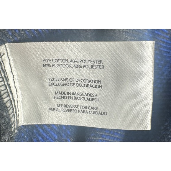 Orvis Blue Plaid Flannel Shirt Jacket Heavy Cotton Pockets Shacket Men's Size L - Picture 11 of 15